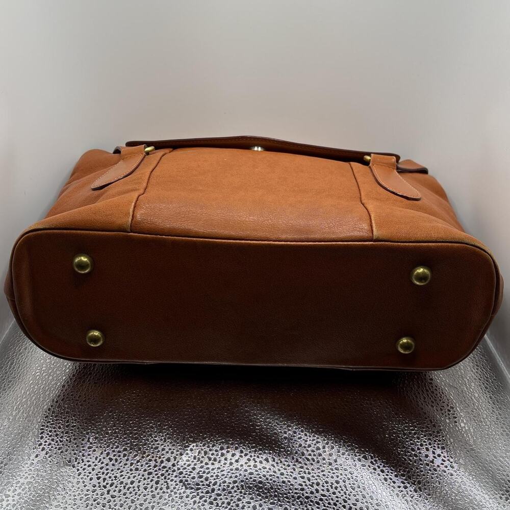 Vintage Handmade Leathercraft by Emi Cognac Leather Flap Medium Tote Bag - Picture 8 of 8
